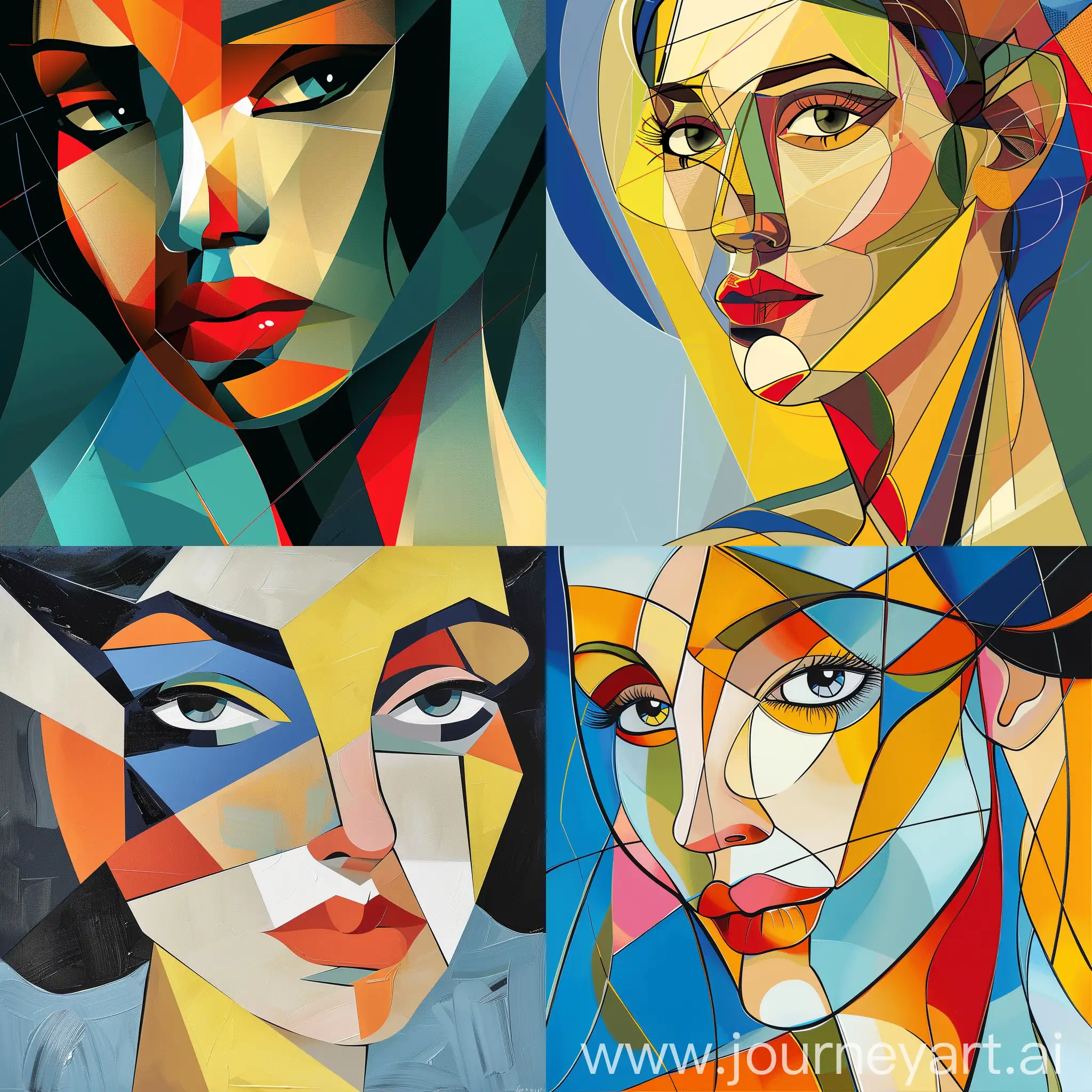 Colorful-Abstract-Cubism-Portrait-of-a-Woman