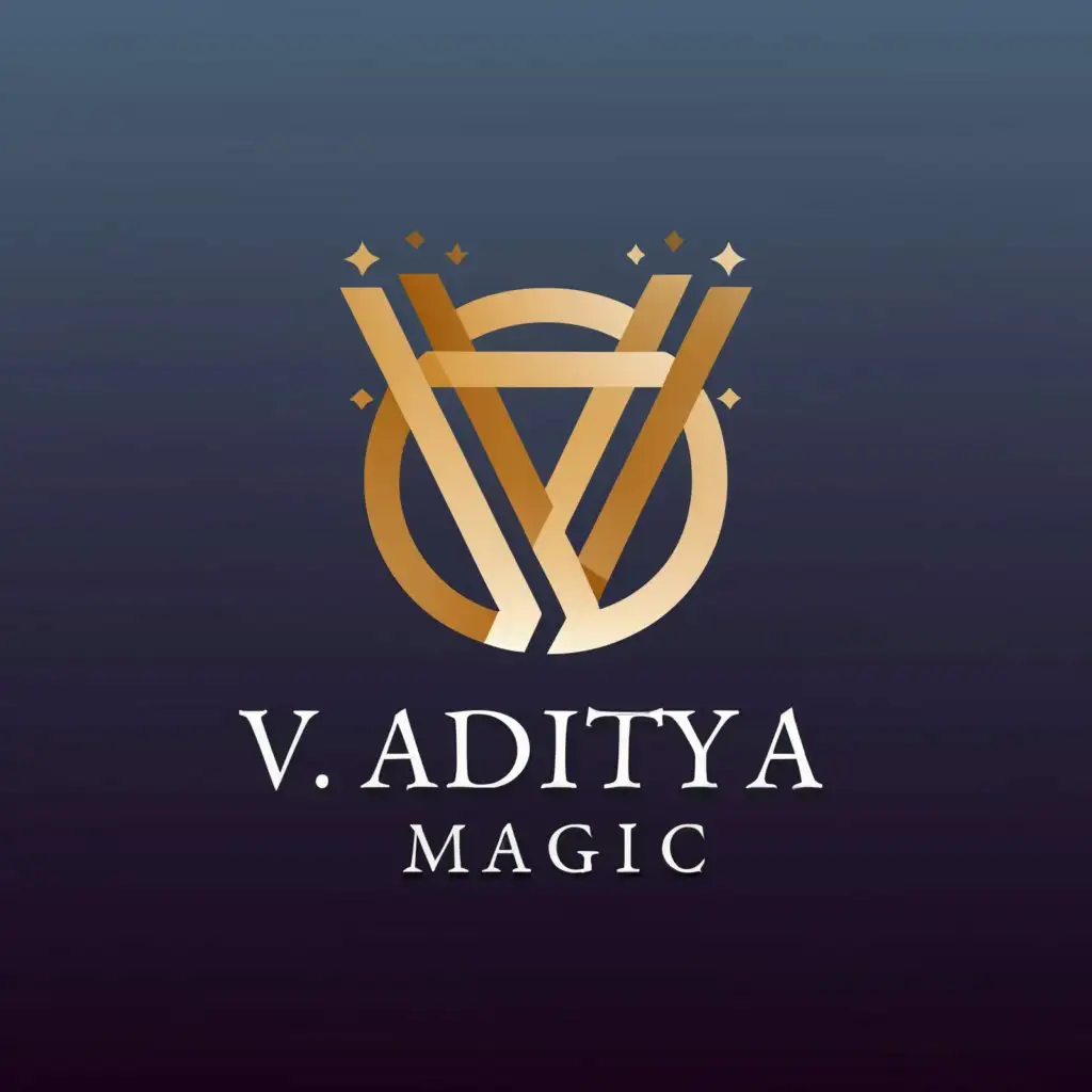 a logo design,with the text "V ADITYA Magic", main symbol:a,Moderate,clear background