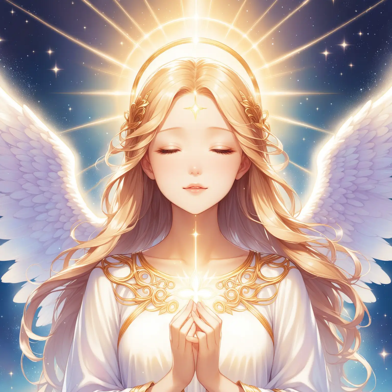 Serene Angelic Being Floating in Heavenly Glow