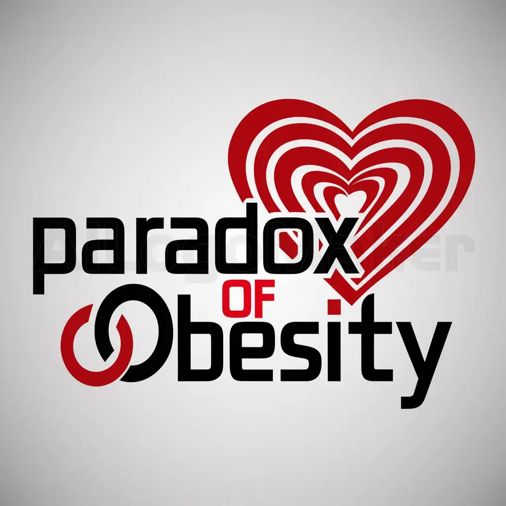 a logo design,with the text "paradox of obesity", main symbol:corazón de color rojo,complex,be used in salud industry,clear background