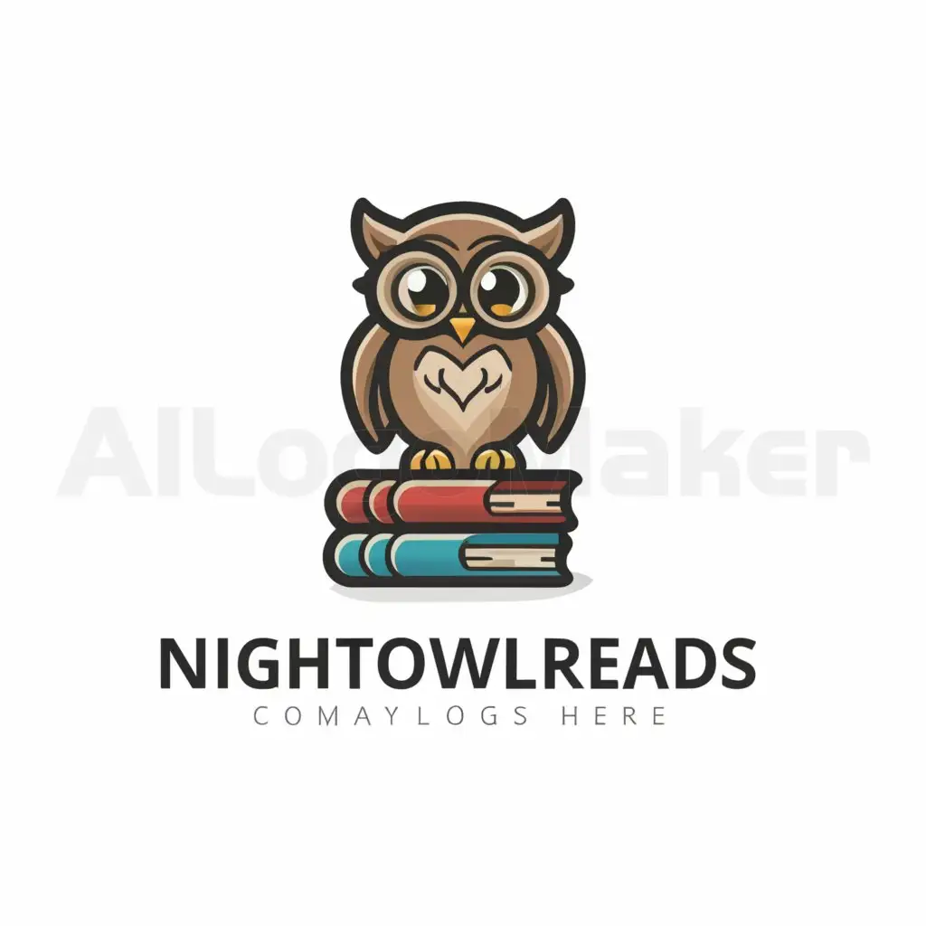 a logo design,with the text "NightOwlReads", main symbol:Owl with glasses reading a book,Moderate,be used in Education industry,clear background