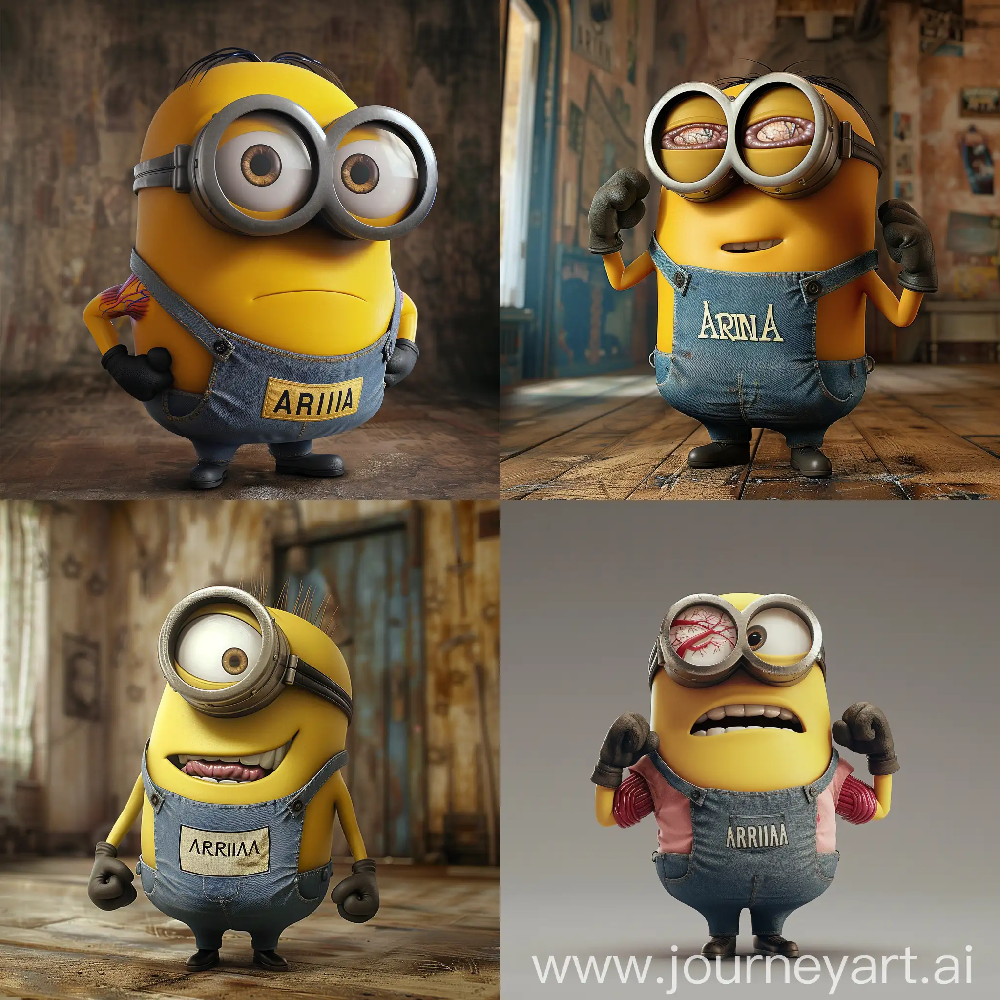 Muscular Minion in ARINA TShirt Strong Cartoon Character Illustration ...