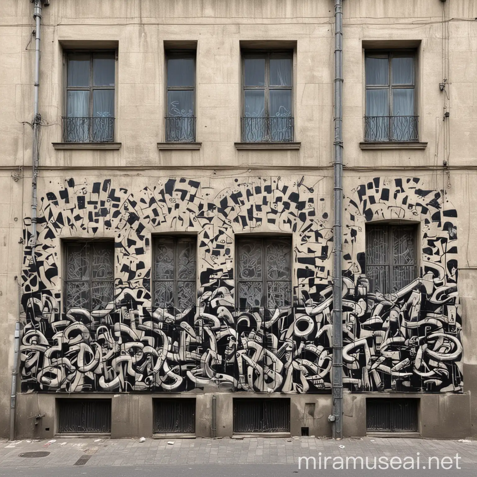 декоративное графити на здании

