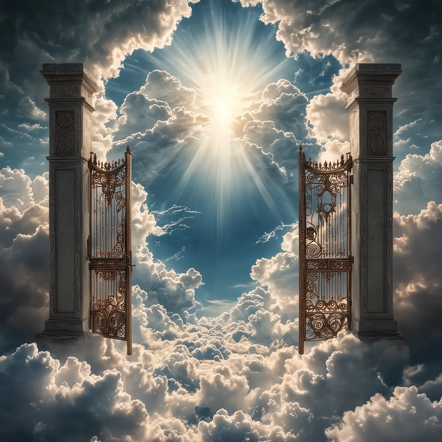 Majestic Gate of Heaven Emerging from Clouds