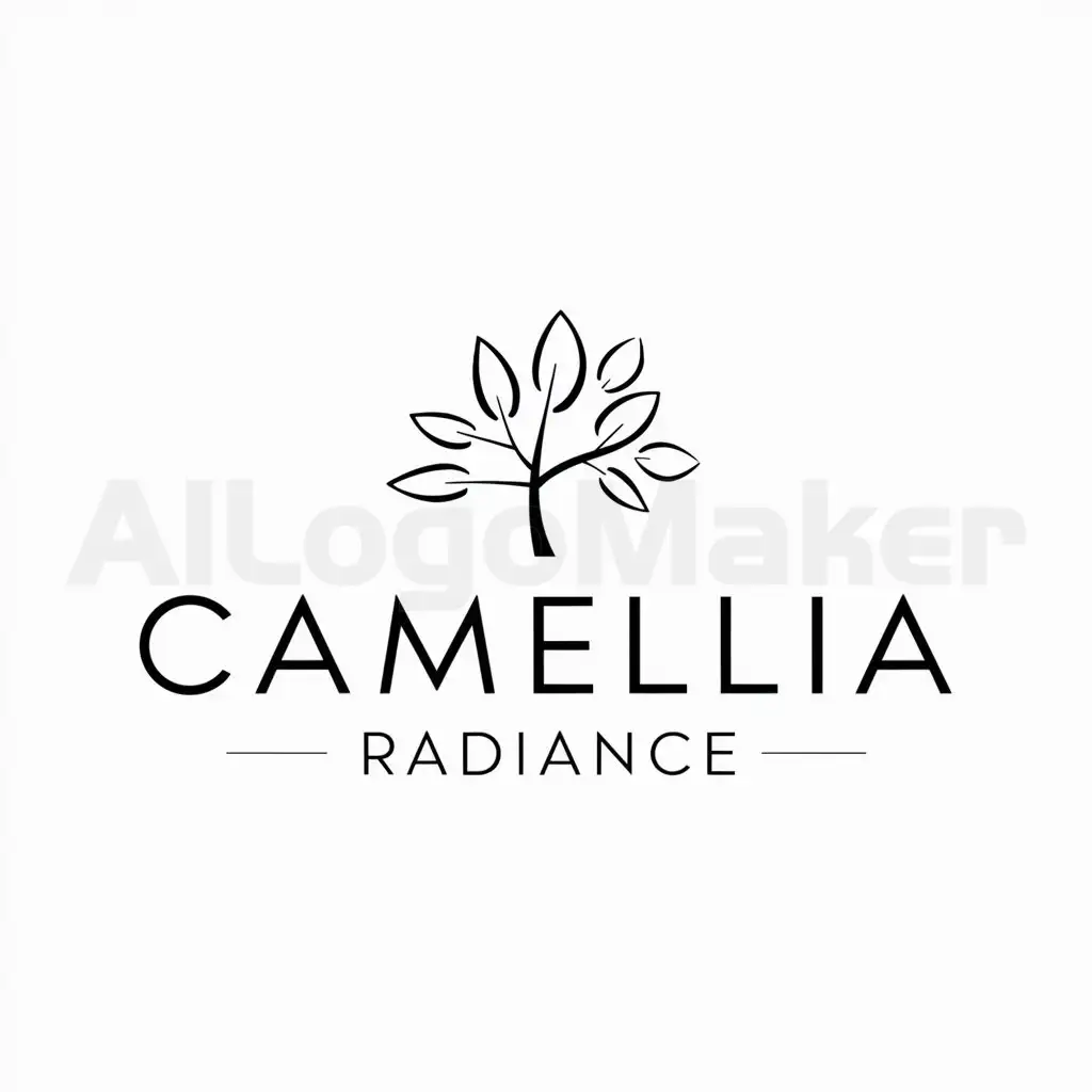 a logo design,with the text "Camellia radiance", main symbol:tree leaves,Minimalistic,be used in Entertainment industry,clear background