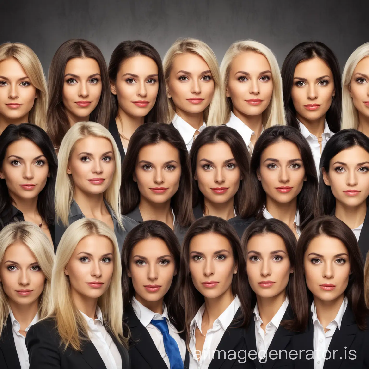 jury of twelve attractive businesswomen