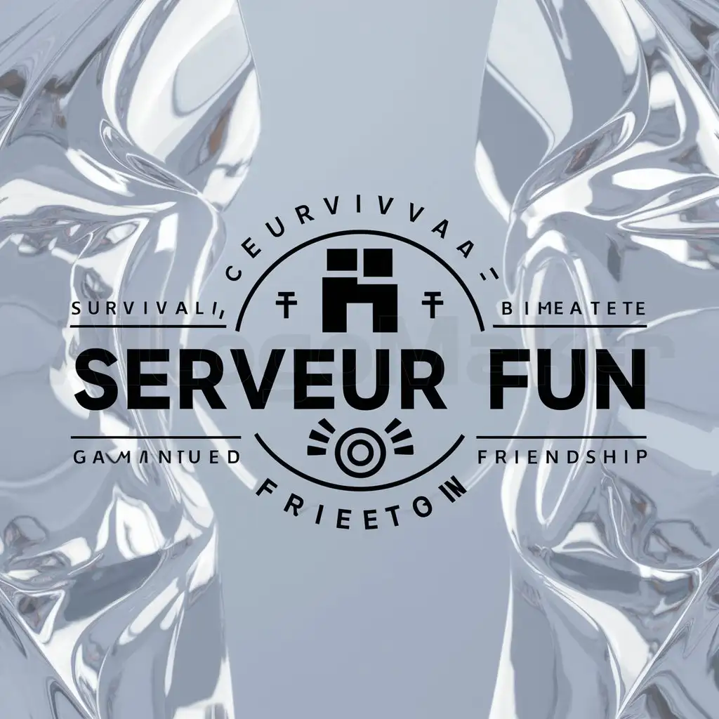 a logo design,with the text "serveur fun", main symbol:minecraft, survivie, fun, entre amis,Minimalistic,clear background