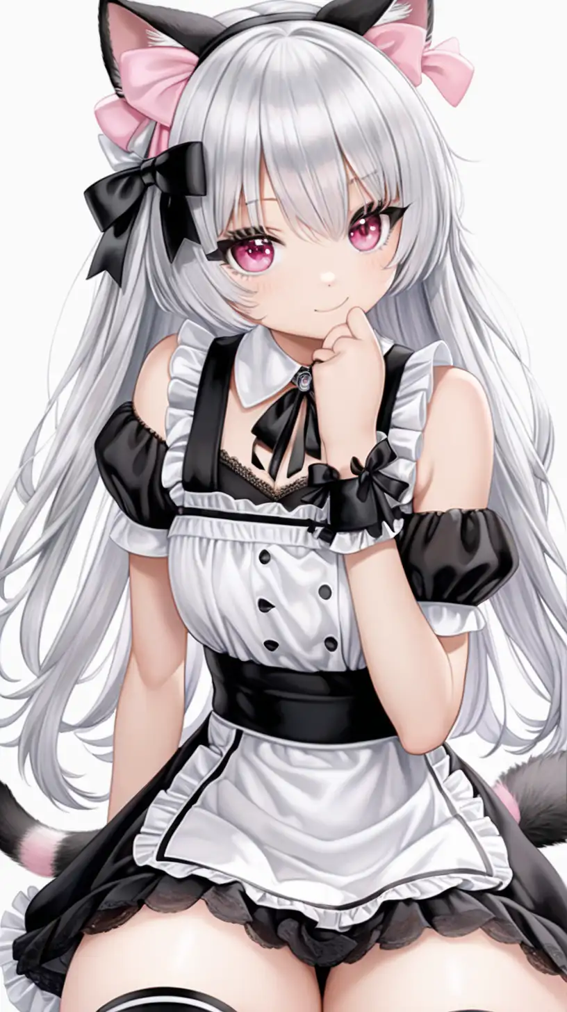Cute Anime Cat Girl in Elegant Maid Costume