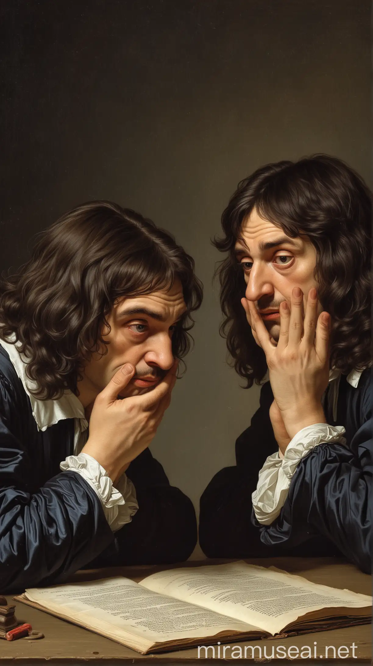 Two Descartes Men Doubting Each Others Existence