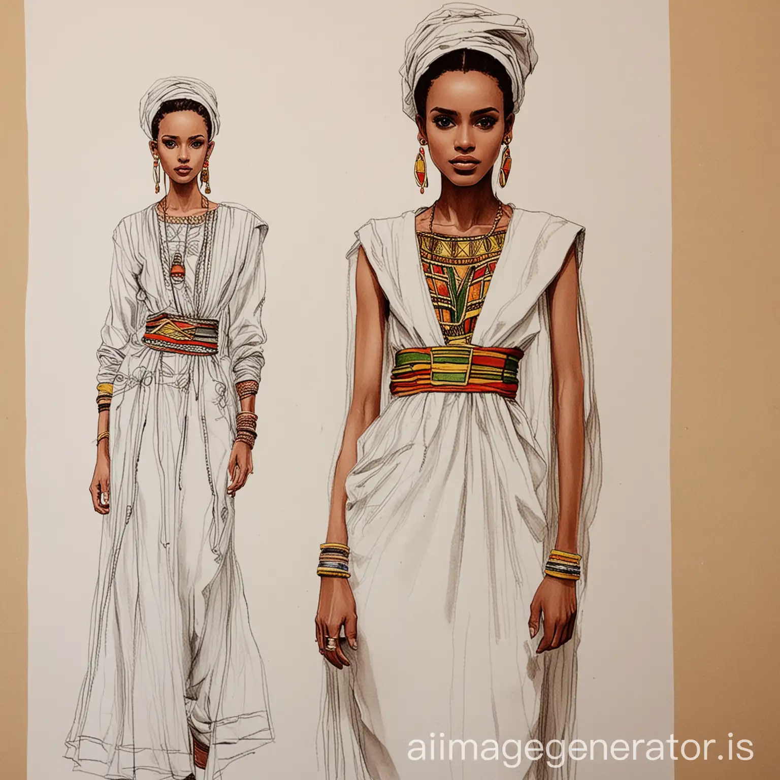 Ethiopia in fashion sketches design