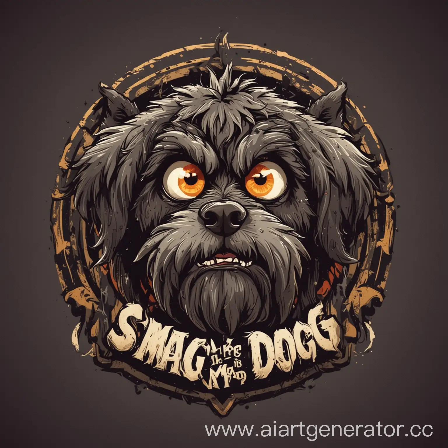 логотип лохматого трехглазого бешеного пса