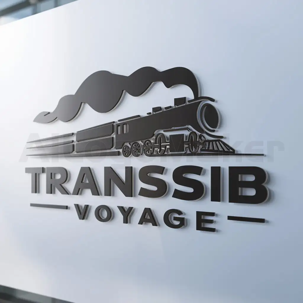 a logo design,with the text "Transsib Voyage", main symbol:train, steam locomotive, locomotive,Moderate,be used in Travel industry,clear background