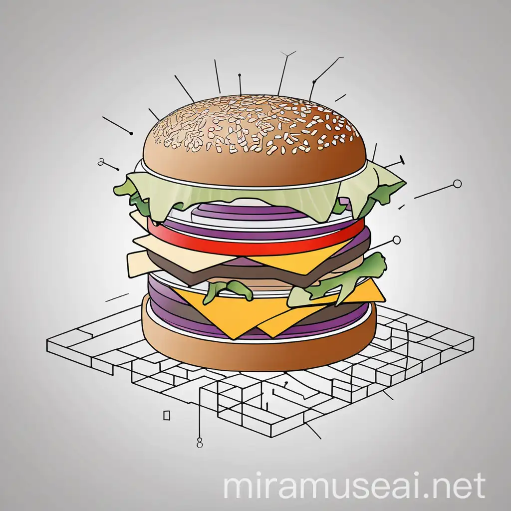 3D Protein Structure Inside a Sliced Burger Vector Art Illustration