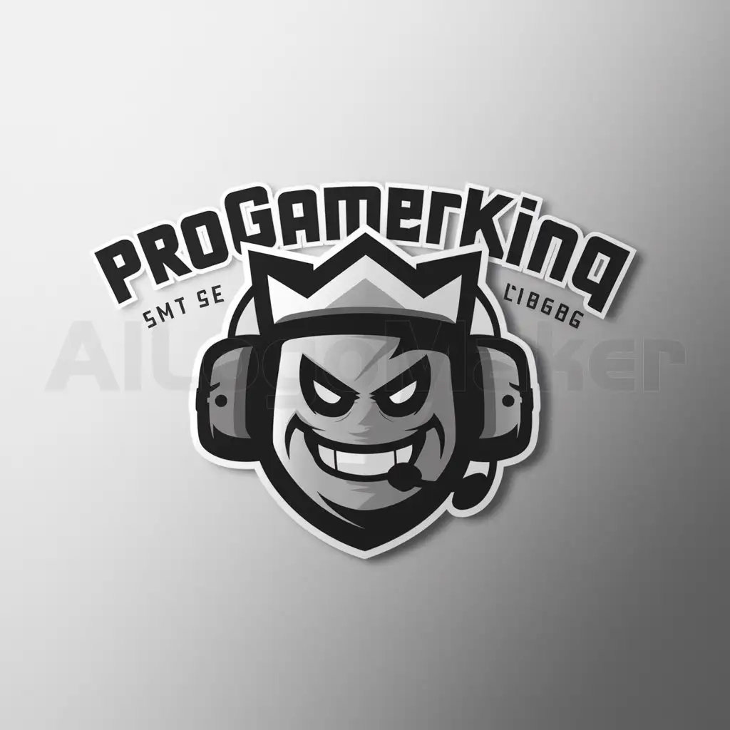 a logo design,with the text "PROGAMERKING", main symbol:pro gamer has a crown on his head,Moderate,be used in GAMING industry,clear background