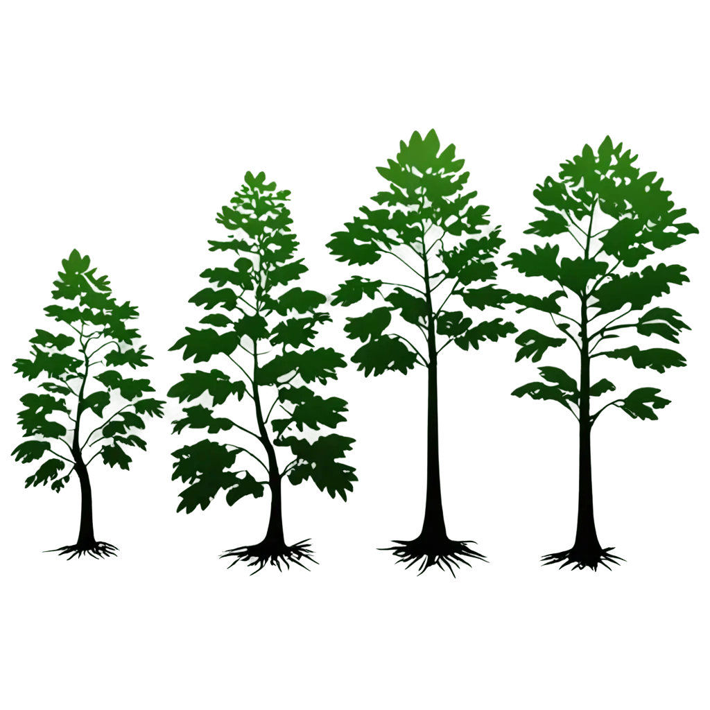 set of plant and tree silhouette