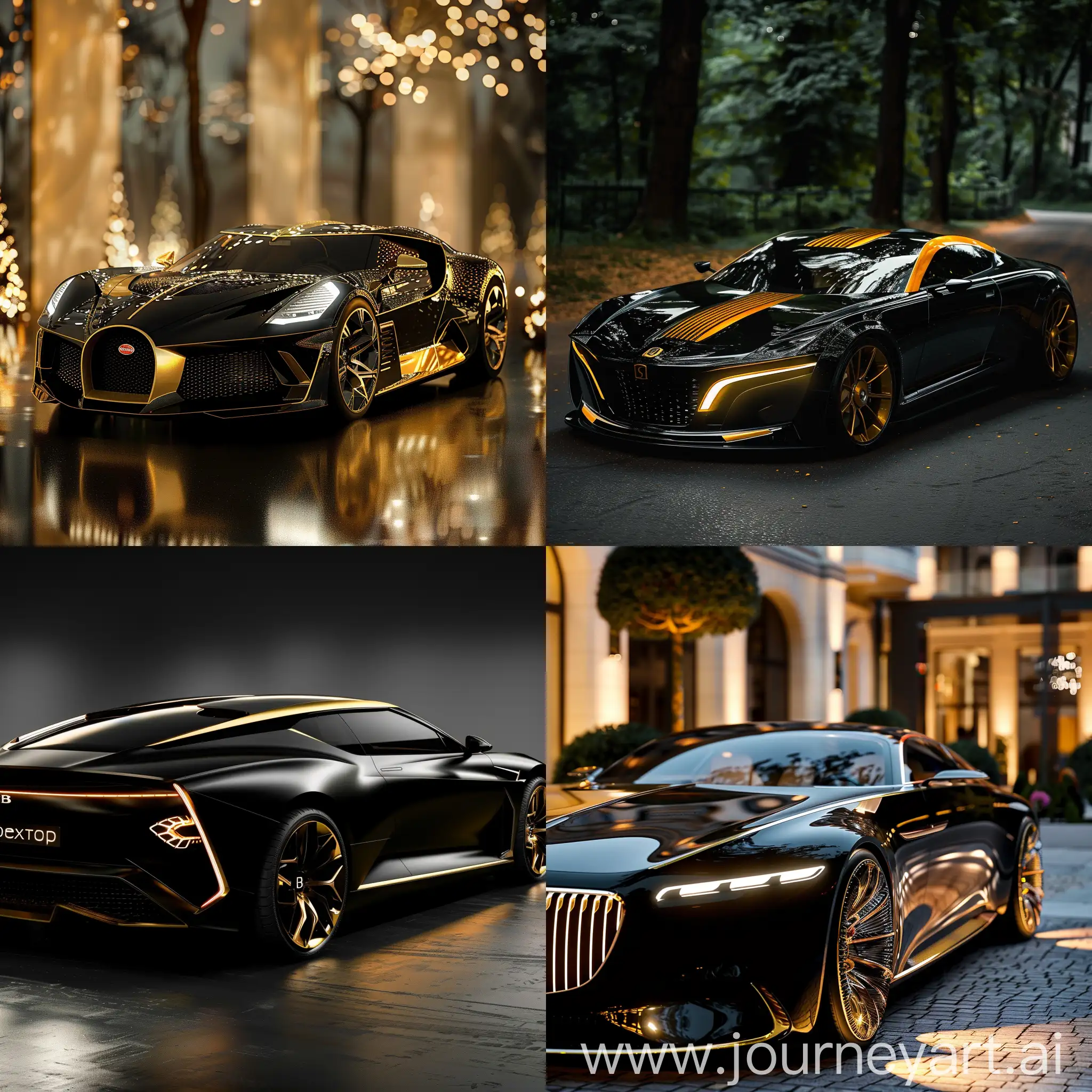 luxury car, black and golden color, Ultra HD, Dextop wallpaper