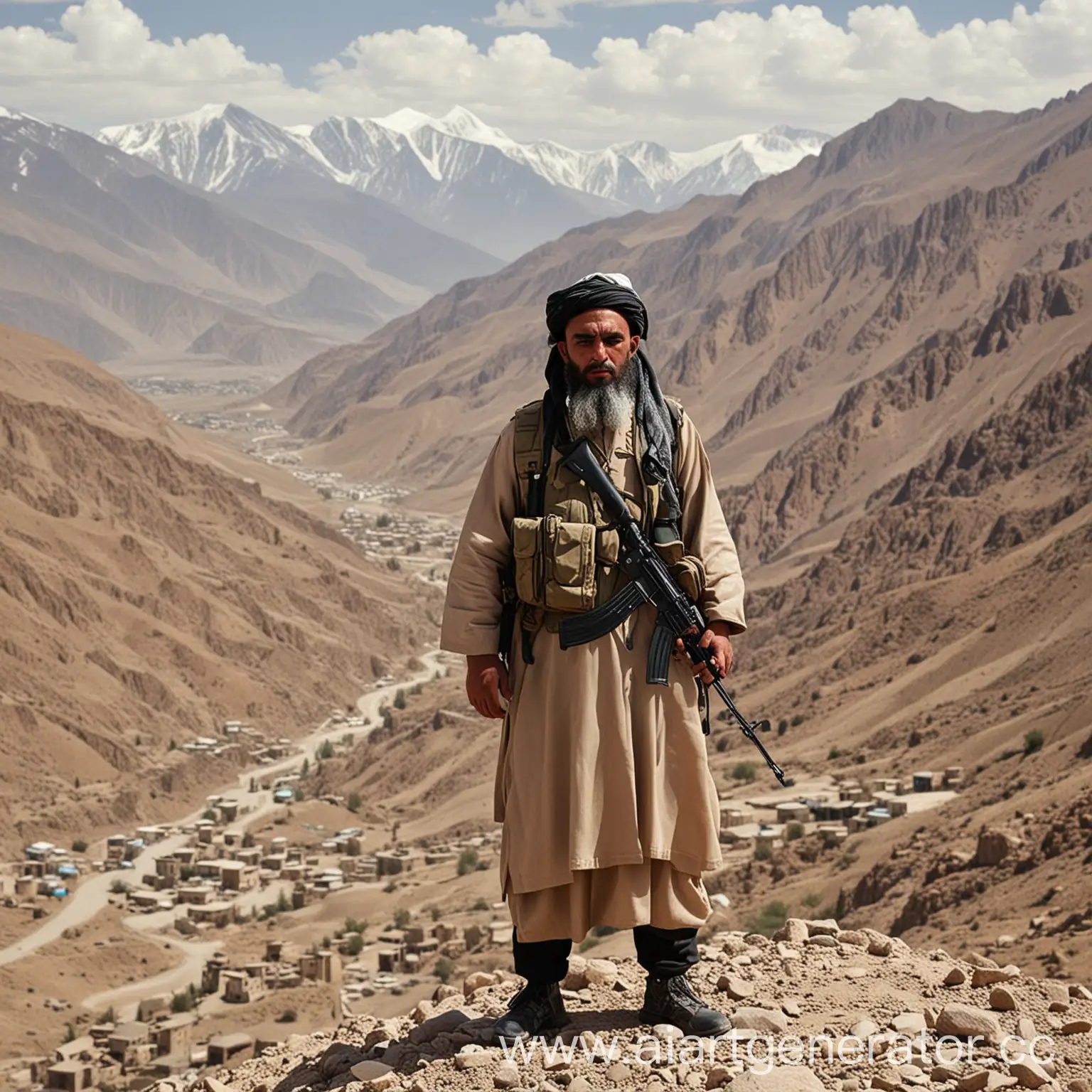 Salafist-Mufti-of-Afghanistan-Leader-Stands-Tall-in-the-Mountains