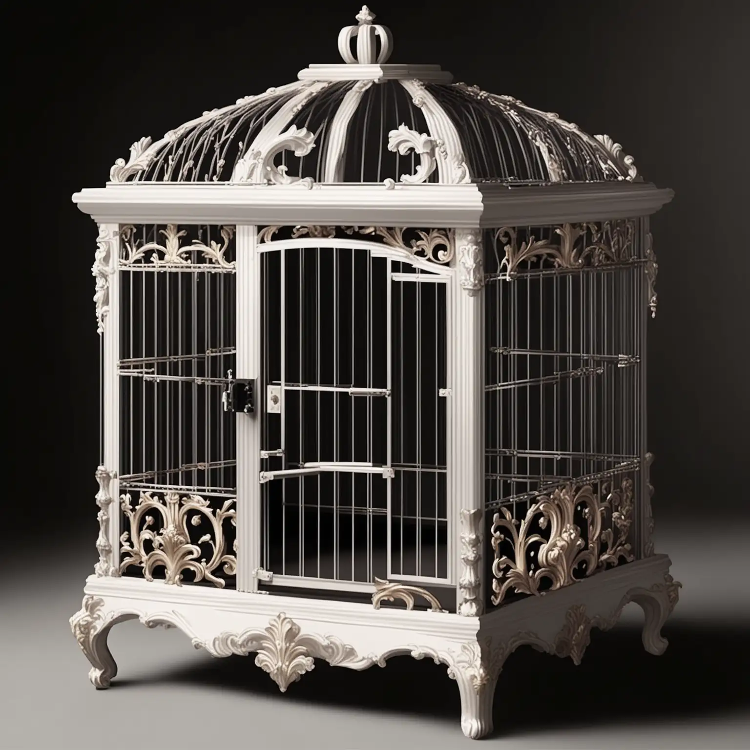 Luxurious Baroque Style Pet Cage with Intricate Detailing