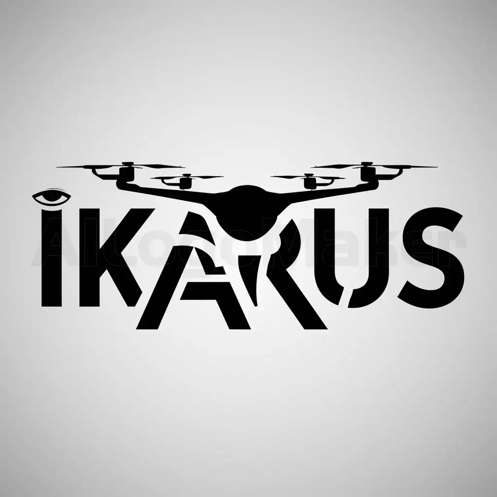 a logo design,with the text "IKARUS", main symbol:a logo design,with the text 'IKARUS', main symbol:Design a striking logo for 'IKARUS' a cutting-edge drone company.LOGO DESIGN SHOULD BE USING ALL THE LETTERS OF IKARUS AND GIVE ATTRACTIVE DESIGN FOR LETTERS,Moderate,be used in Others industry,clear background,Moderate,be used in Others industry,clear background