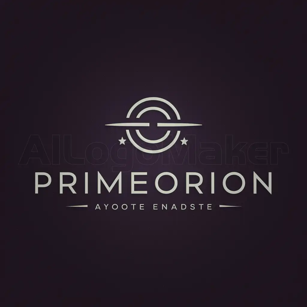 a logo design,with the text "PrimeOrion", main symbol:emblem, purple background,Minimalistic,be used in Others industry,clear background