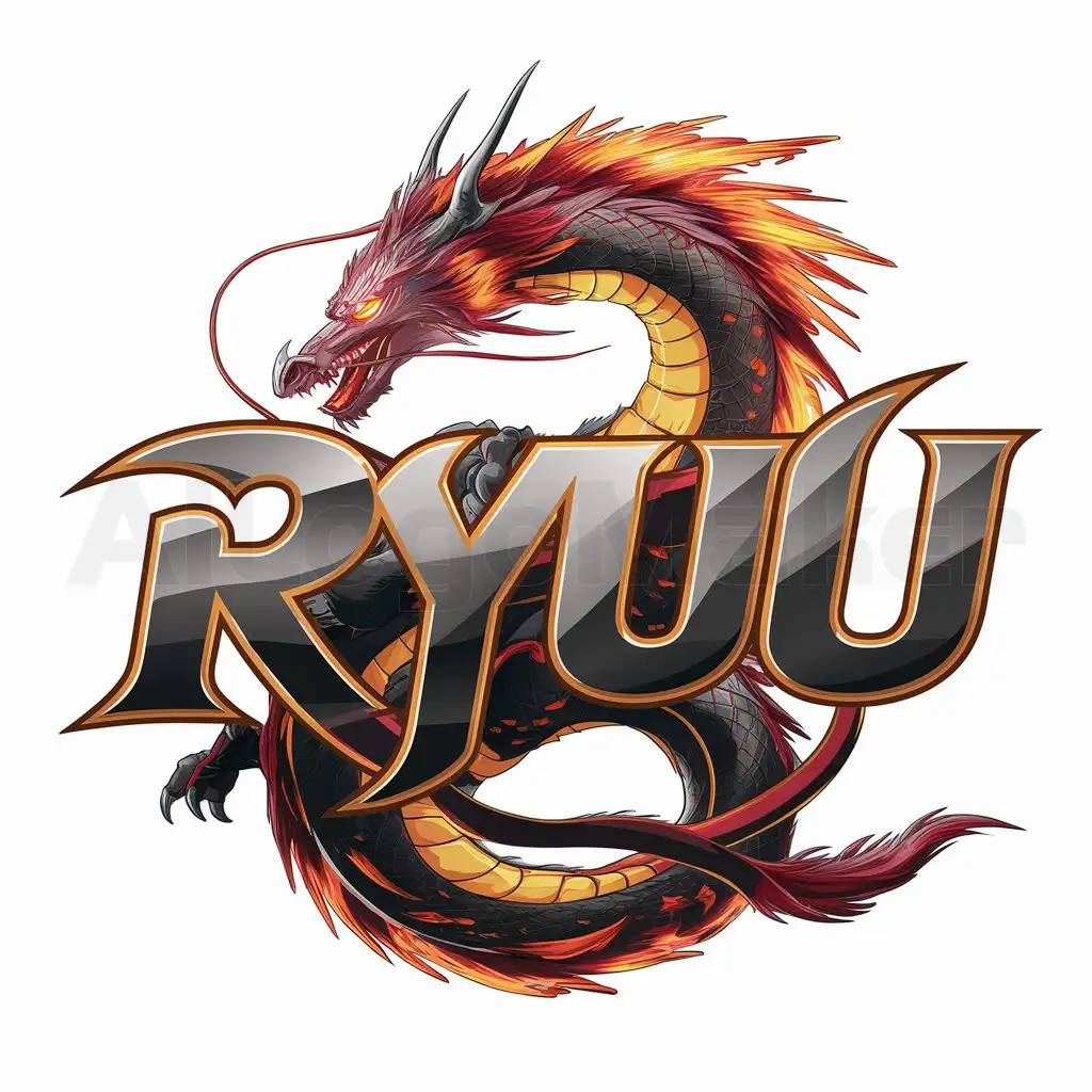 LOGO-Design-for-Ryuu-Fiery-Dragon-Symbolizing-Gaming-Excellence