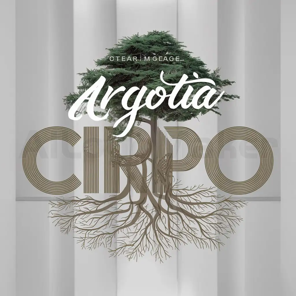 a logo design,with the text "argotia", main symbol:The typography of the name cirpo has the meaning of a cedar tree,complex,clear background