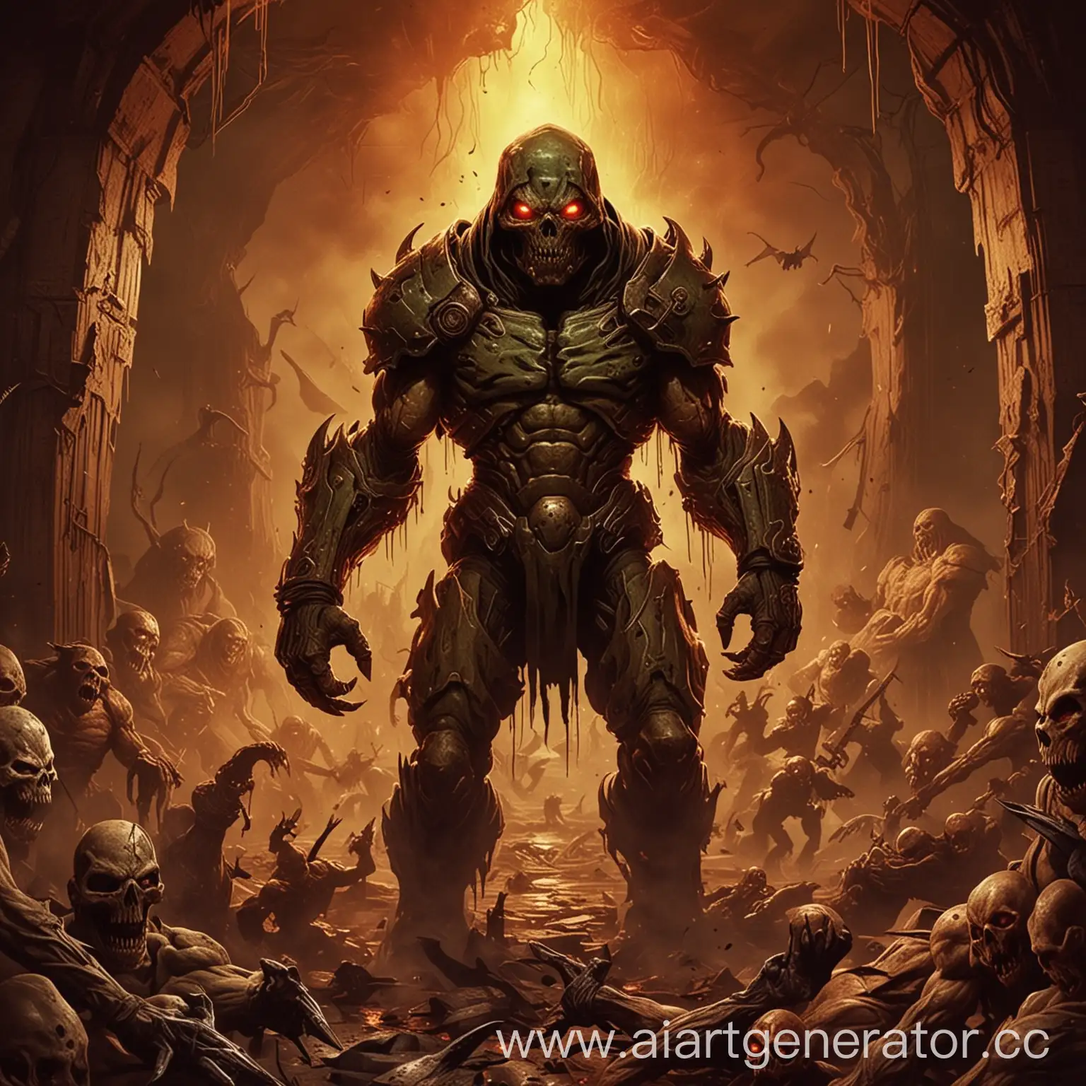 Нарисуй страшную картину в стиле игры doom
