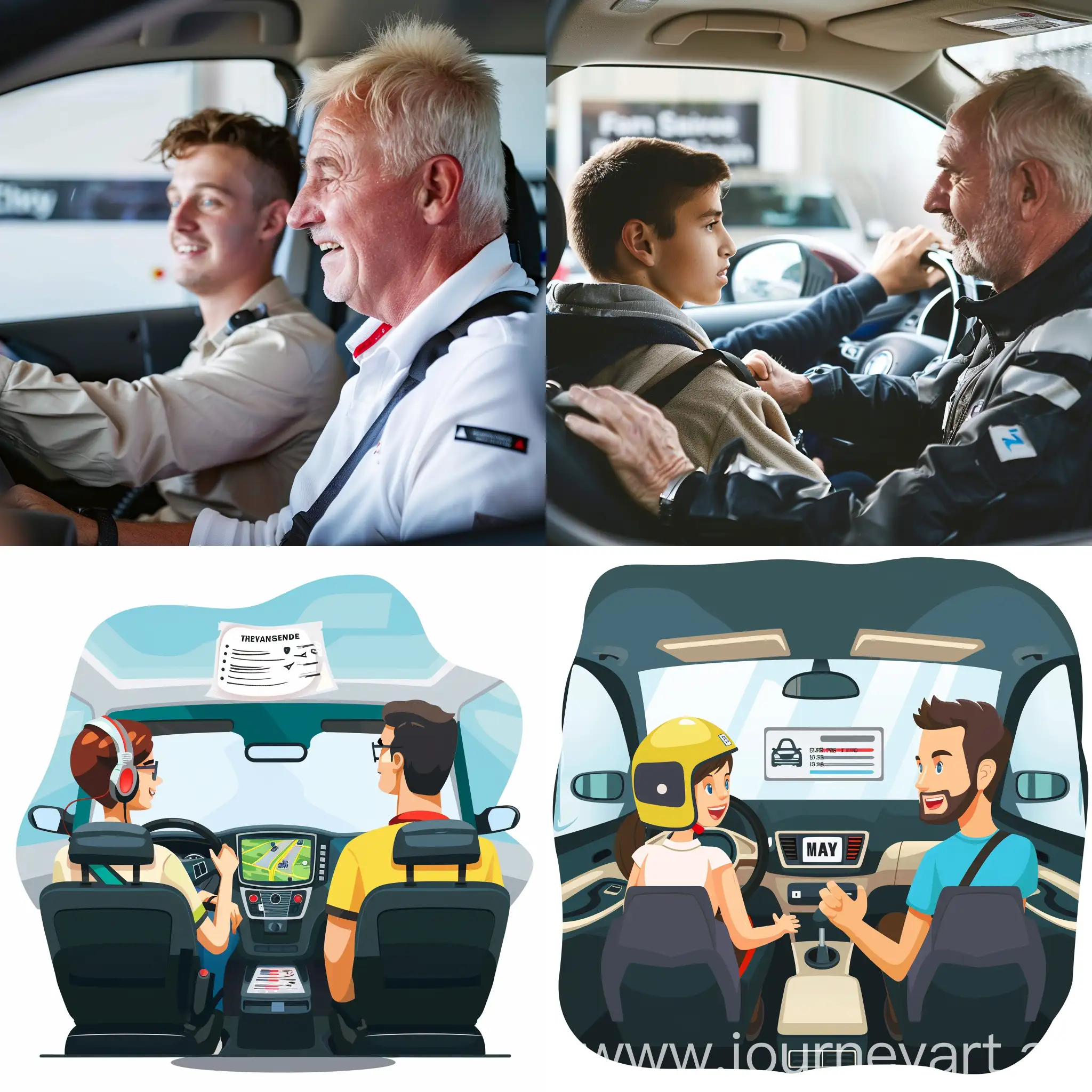 driving school with a tutor and a trainee