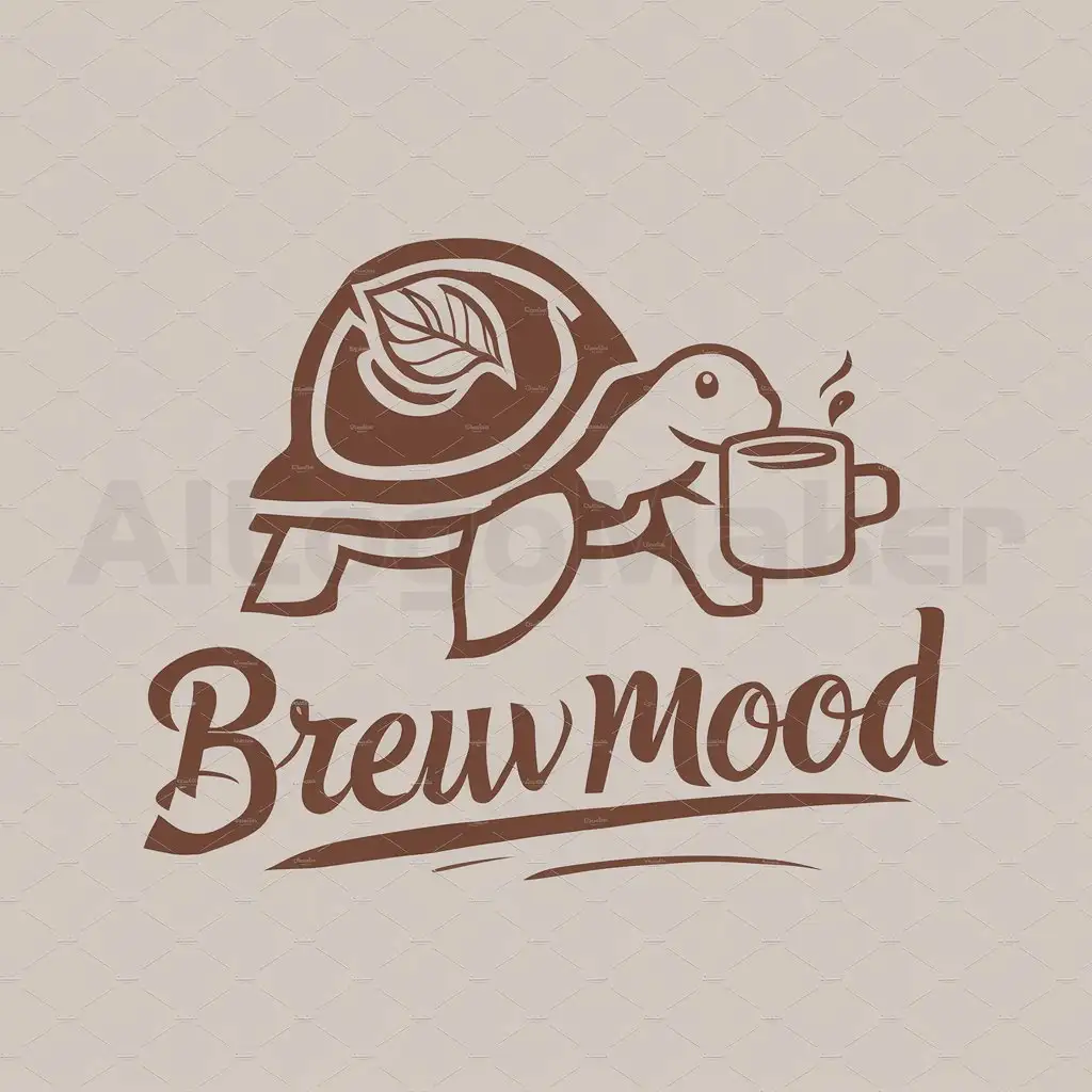 a logo design,with the text "BrewMood", main symbol:tortoise/tea leaf,Moderate,be used in Retail industry,clear background