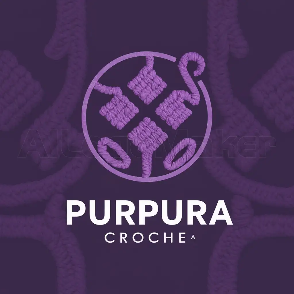 a logo design,with the text "Purpura Croche", main symbol:A crochet logo that contains purple as a base, is creative and attracts attention. That also contains a professional background.,Minimalistic,clear background