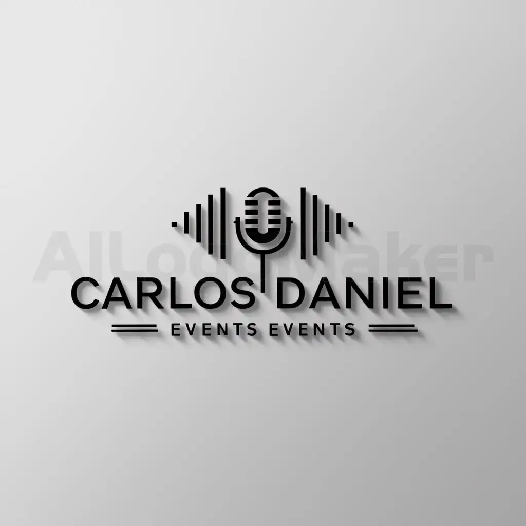 a logo design,with the text "Carlos Daniel", main symbol:microphone and sound,Minimalistic,be used in Events industry,clear background