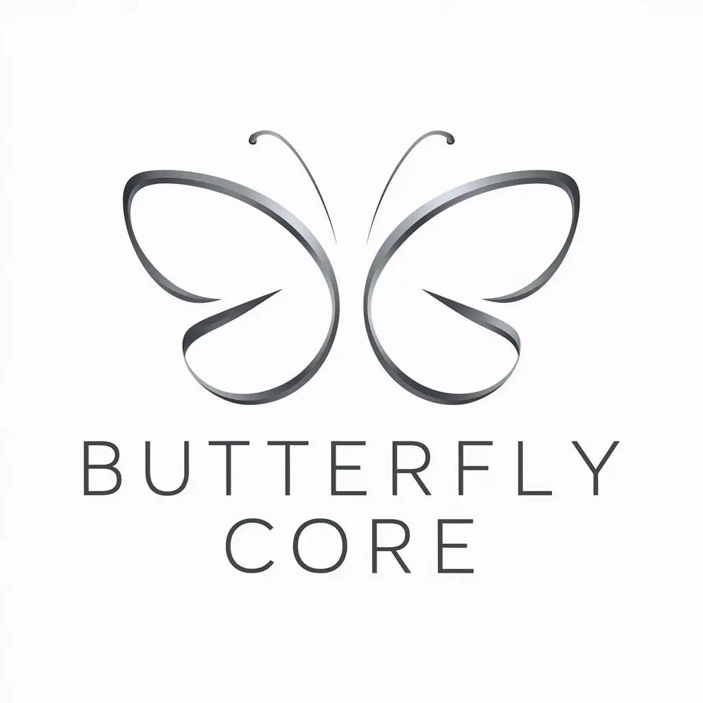 a logo design,with the text "butterfly core", main symbol:use simple curves to draw a butterfly shape,Minimalistic,be used in Technology industry,clear background