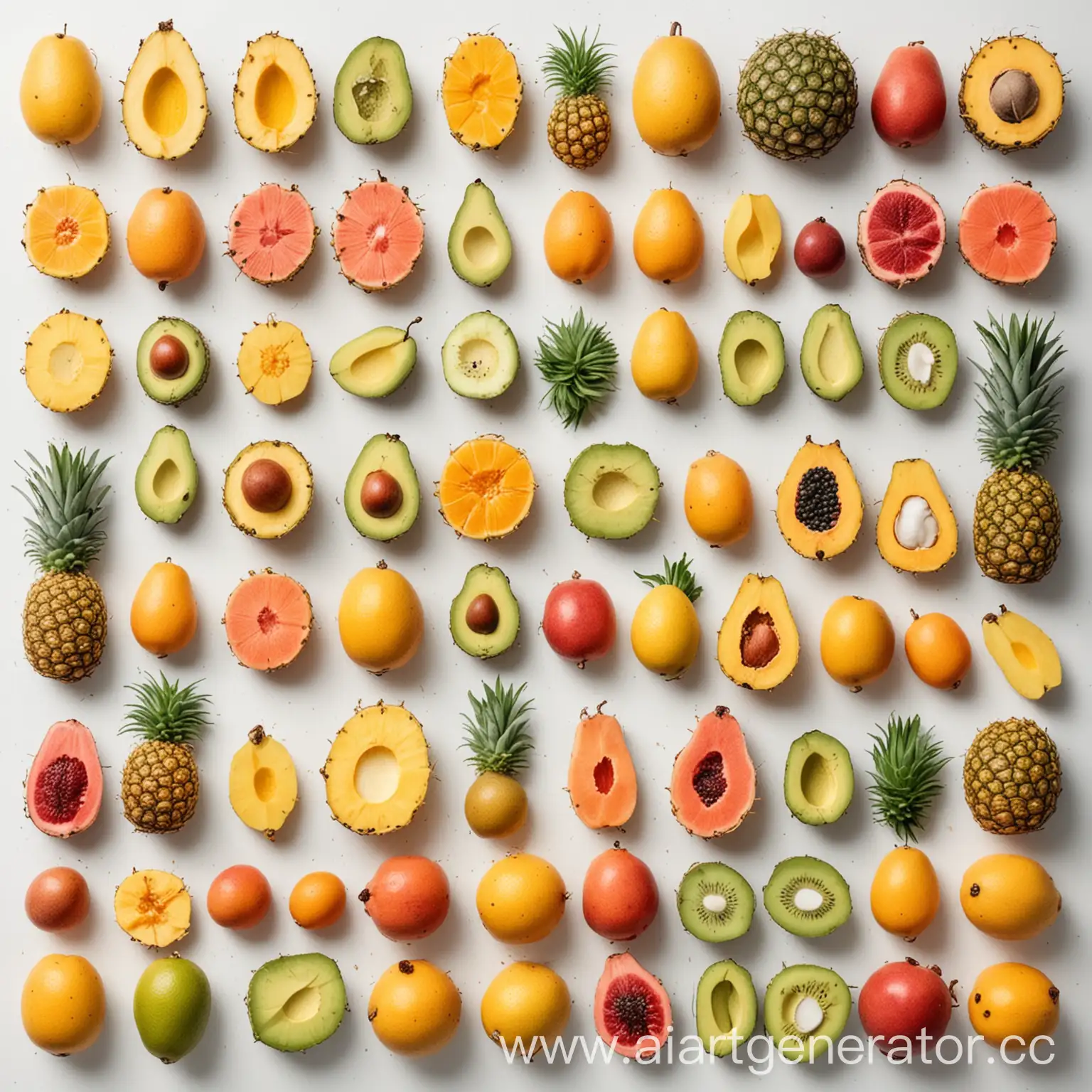 живые фото свежие сочные фрукты на всю страницу на  белом фоне: ананас, манго, личи, папайя, авокадо, лайм