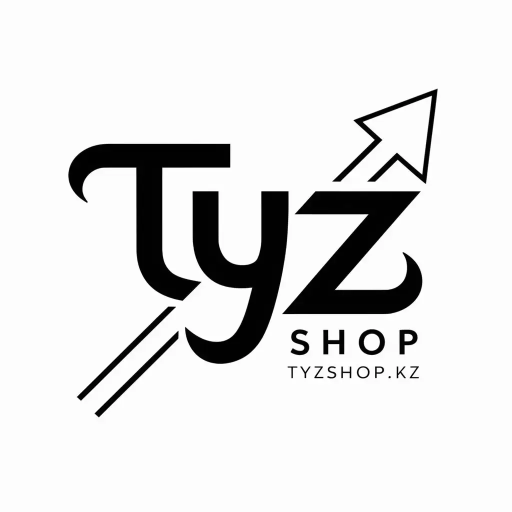 Логотип на имя TyzShop.kz с тузом по середине и надпись TyzShop.kz