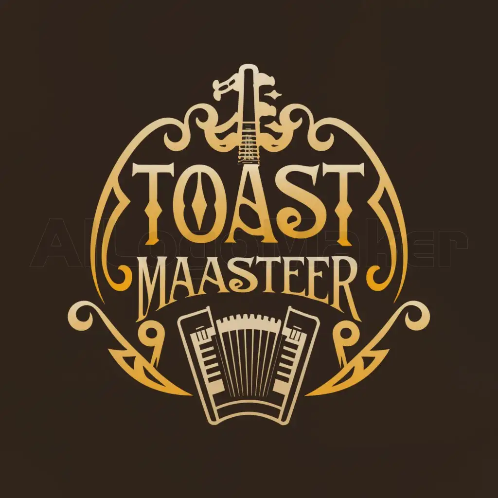 a logo design,with the text "toastmaster", main symbol:dombra and bayan,Moderate,clear background