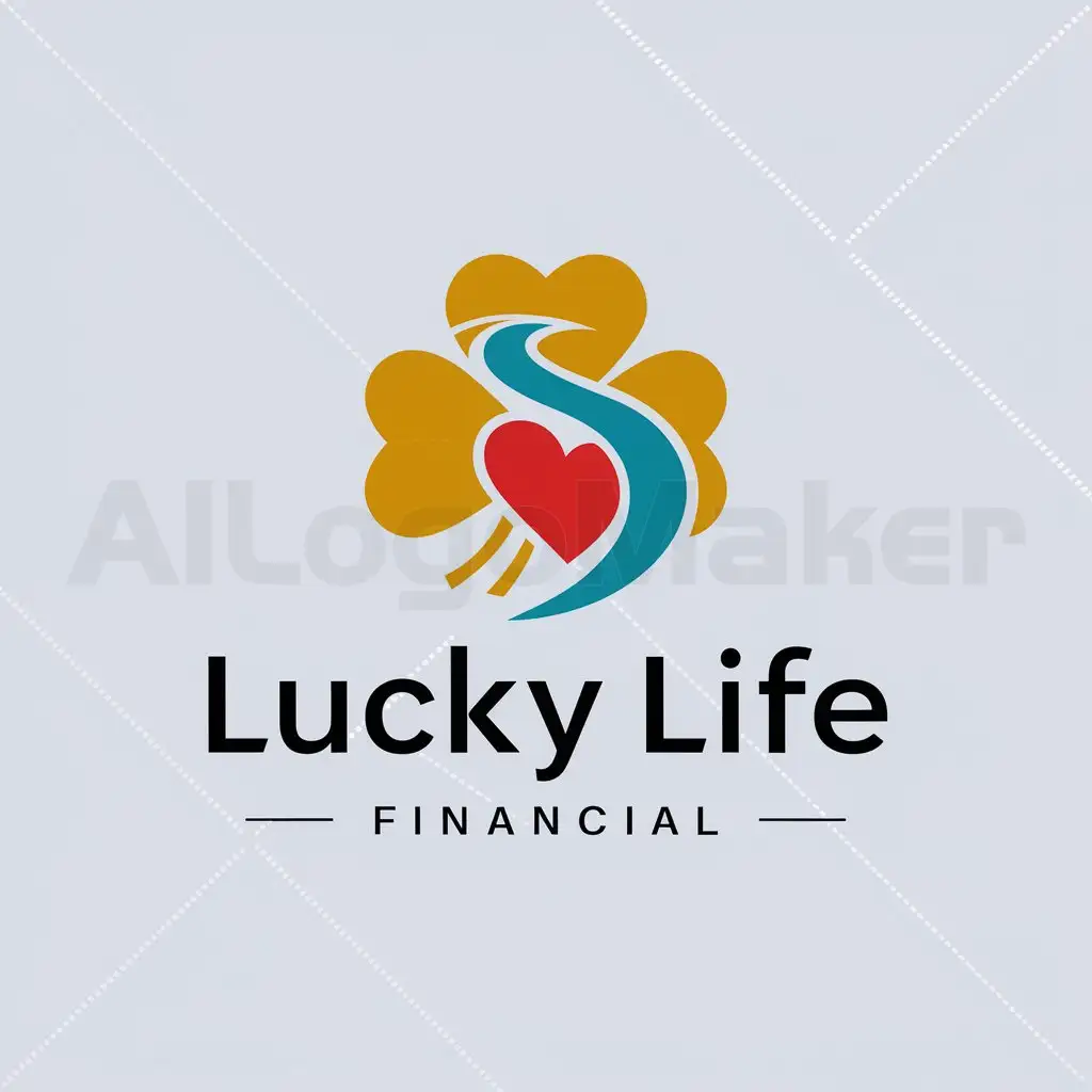 a logo design,with the text "Lucky Life Financial", main symbol:River  and clover and heart,complex,be used in Insurance industry,clear background