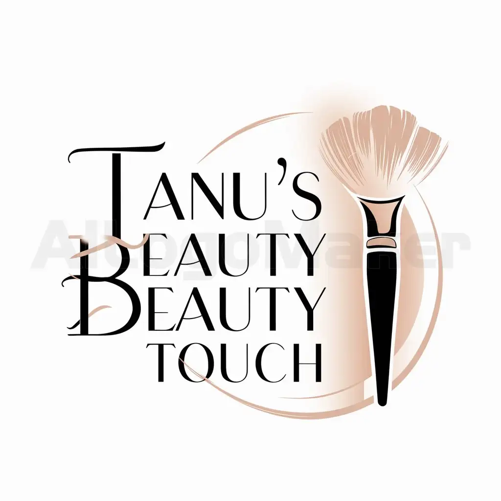 LOGO-Design-for-Tanus-Beauty-Touch-Elegant-Makeup-Brush-Symbol-on-a-Clear-Background