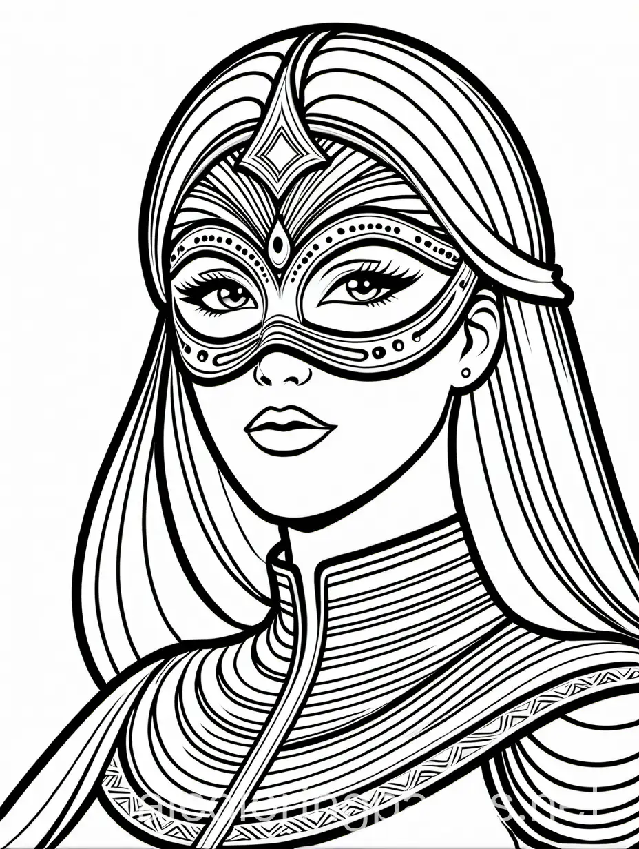 Elegant-Masked-Woman-in-Zulf-Style-Coloring-Page-for-Kids