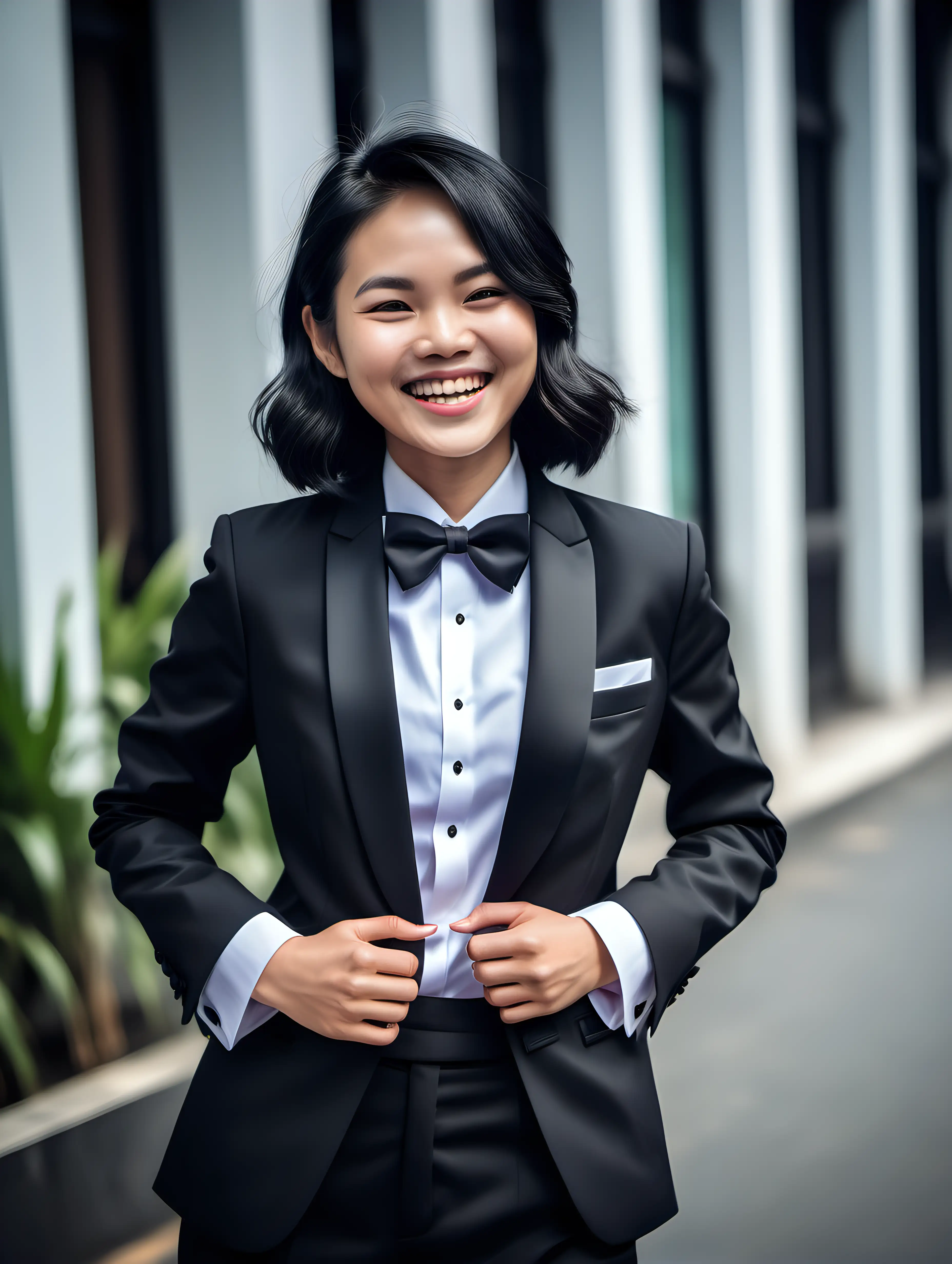 Stylish-Vietnamese-Woman-in-Open-Tuxedo-Jacket-with-Black-Bow-Tie-and-Cufflinks-Smiling