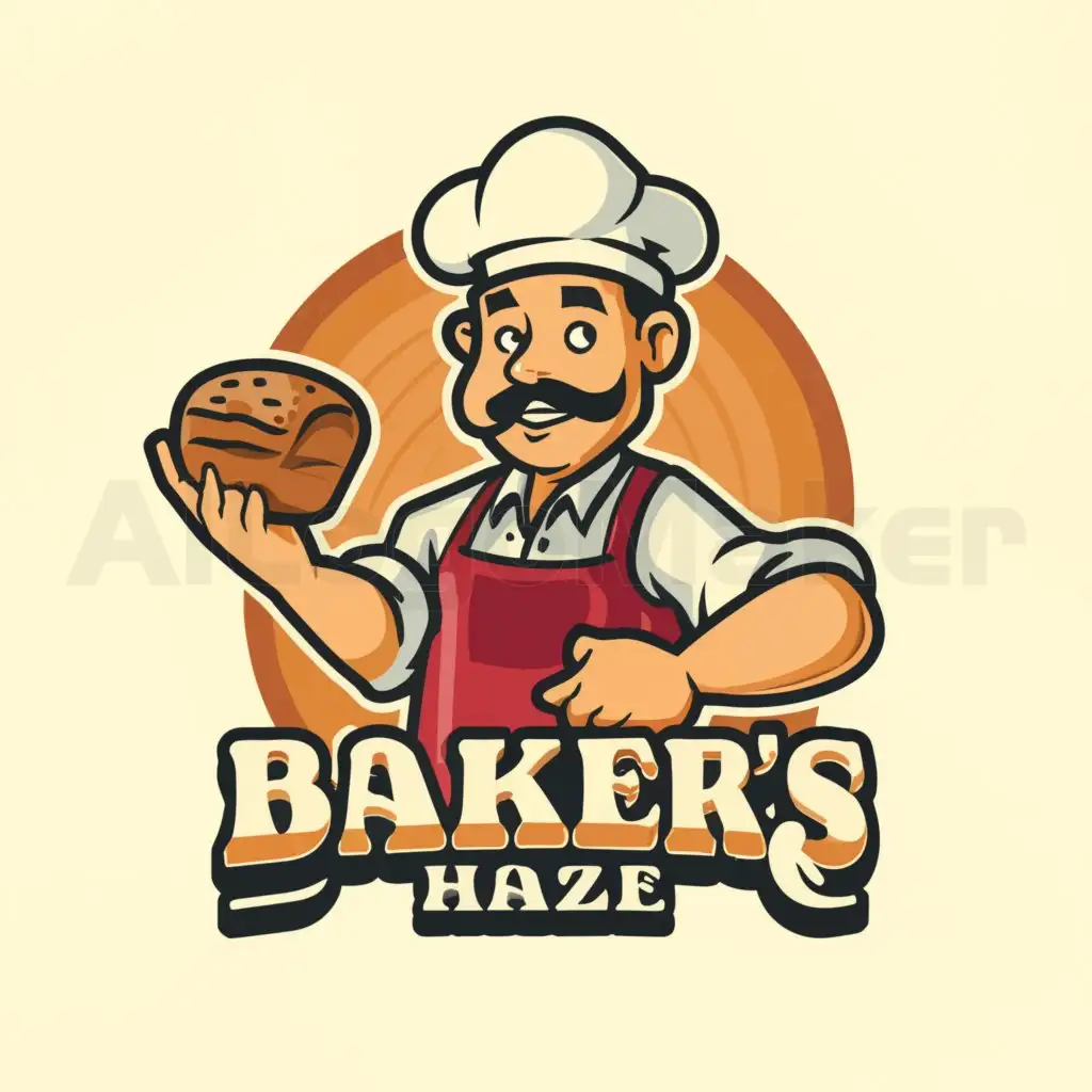 a logo design,with the text "Baker's Haze", main symbol:Bakery, Comic Style, Oldschool,complex,clear background