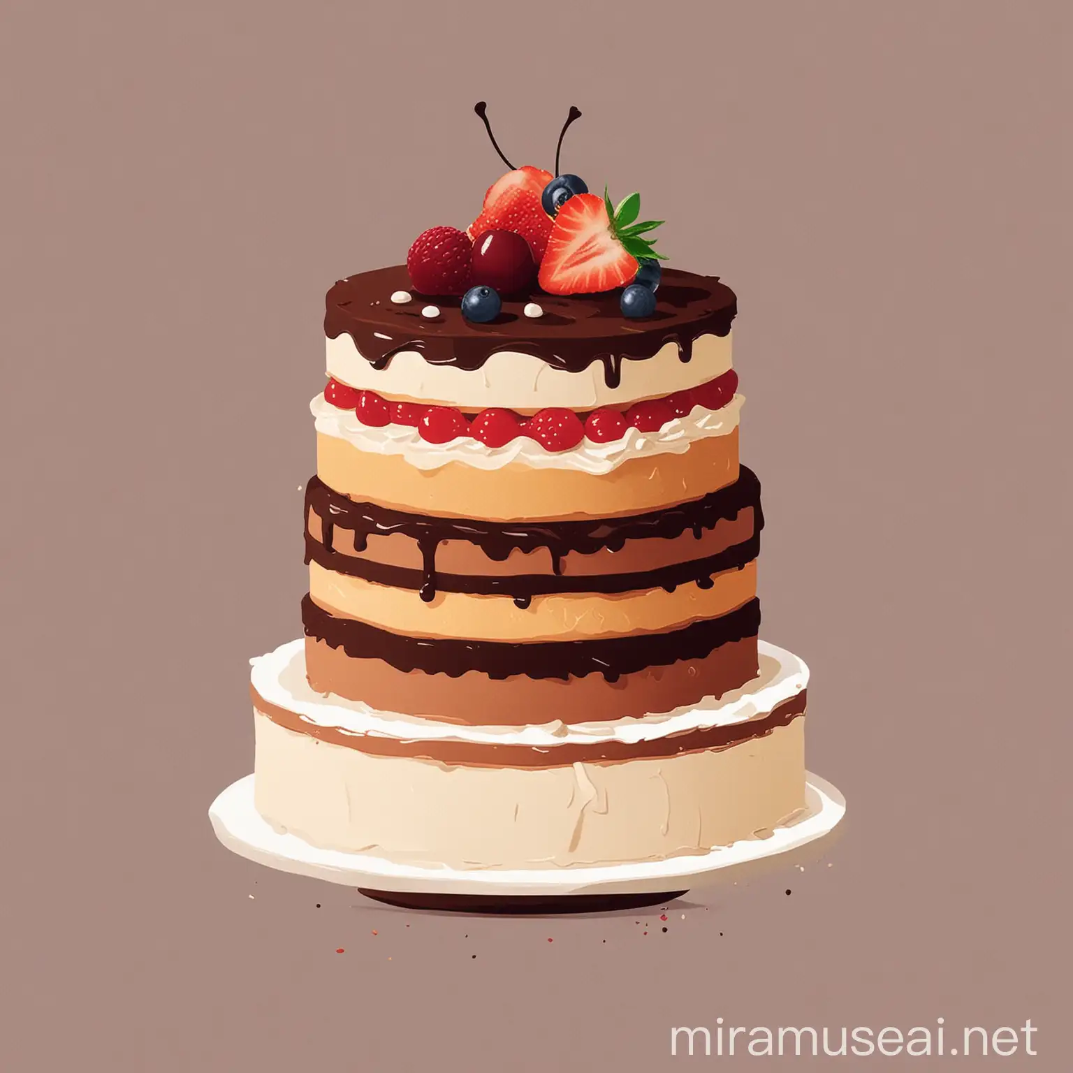 Minimal Illustration of ThreeLayer Cake Simple and Elegant Dessert Art