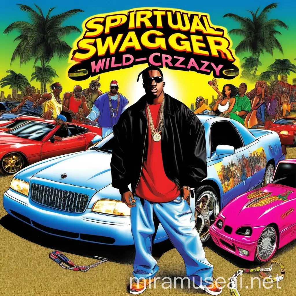 fabalous spiritual swagger wild crazy dope amazing 2003 hip hop with flashy cars and african americans mixtape album cover movie cover cartoon model