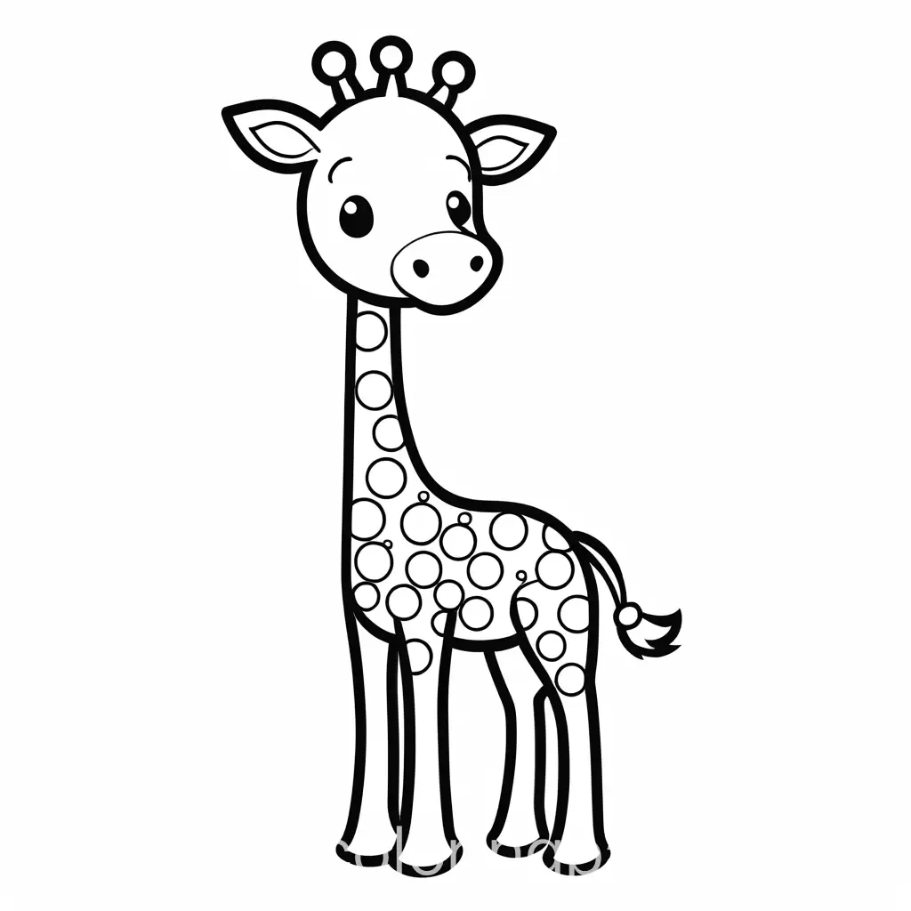 CREATE A CUTE SIMPLE GIRAFEE WITH BLANK AND TRANSPARENT BACKGROUND IN COLOUR, Coloring Page, black and white, line art, white background, Simplicity, Ample White Space. The background of the coloring page is plain white to make it easy for young children to color within the lines. The outlines of all the subjects are easy to distinguish, making it simple for kids to color without too much difficulty