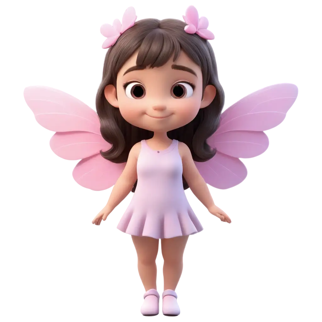 3D Cute Baby Girl With Pink Butterfly Wings