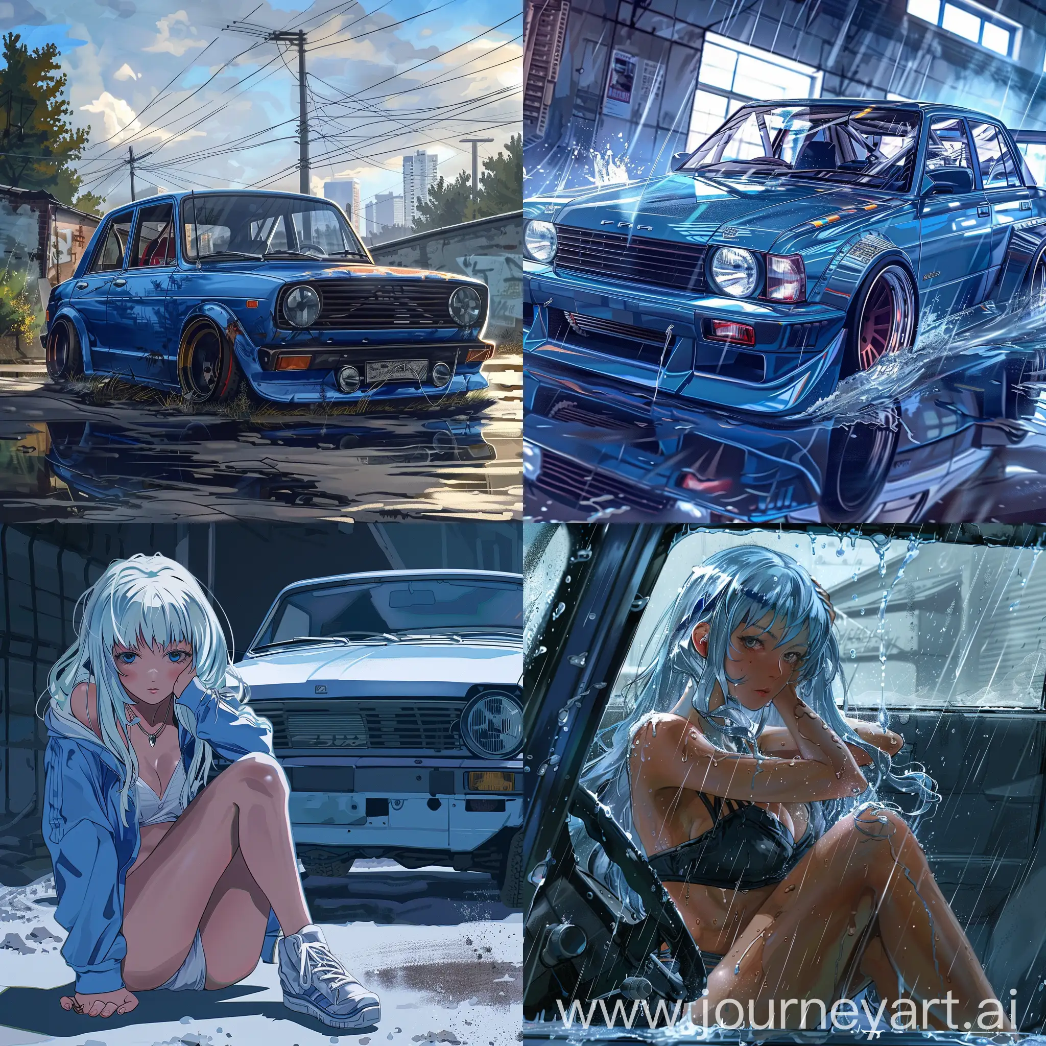 Blue-Anime-Style-Lada-Granta-Artwork