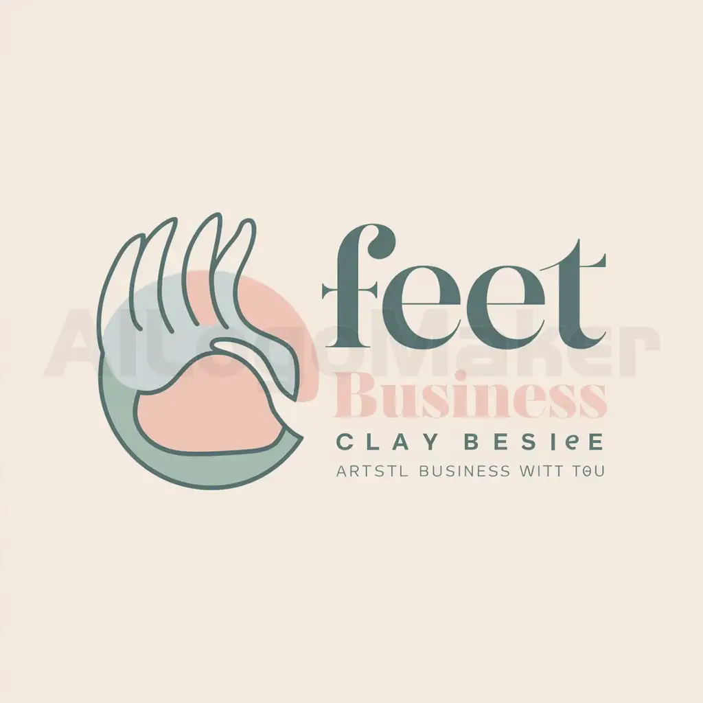 a logo design,with the text "feet", main symbol: "The 'أنامل' logo should represent elegance, creativity, and an artistic touch. The logo may include a symbol of elegant fingers drawing or shaping something from clay, with bright and soft colors that suggest craftsmanship and beauty. Use an elegant and attractive font that expresses artistry and craftsmanship. Use soft and comfortable colors such as light blue, pink, and pastel green. A symbol of fingers touching or shaping a piece of art from clay, which expresses precision and craftsmanship. The fingers can be drawn in a simple and modern way to reflect creativity. The text can be placed next to or below the symbol in a way that harmonizes with the general shape of the logo. Maintain the simplicity of the design to be easy to remember and attractive to the eye.",Moderate,be used in Clay business industry,clear background