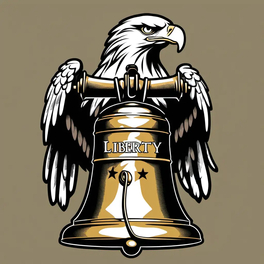 Majestic Eagle Holding the Liberty Bell Clear Background