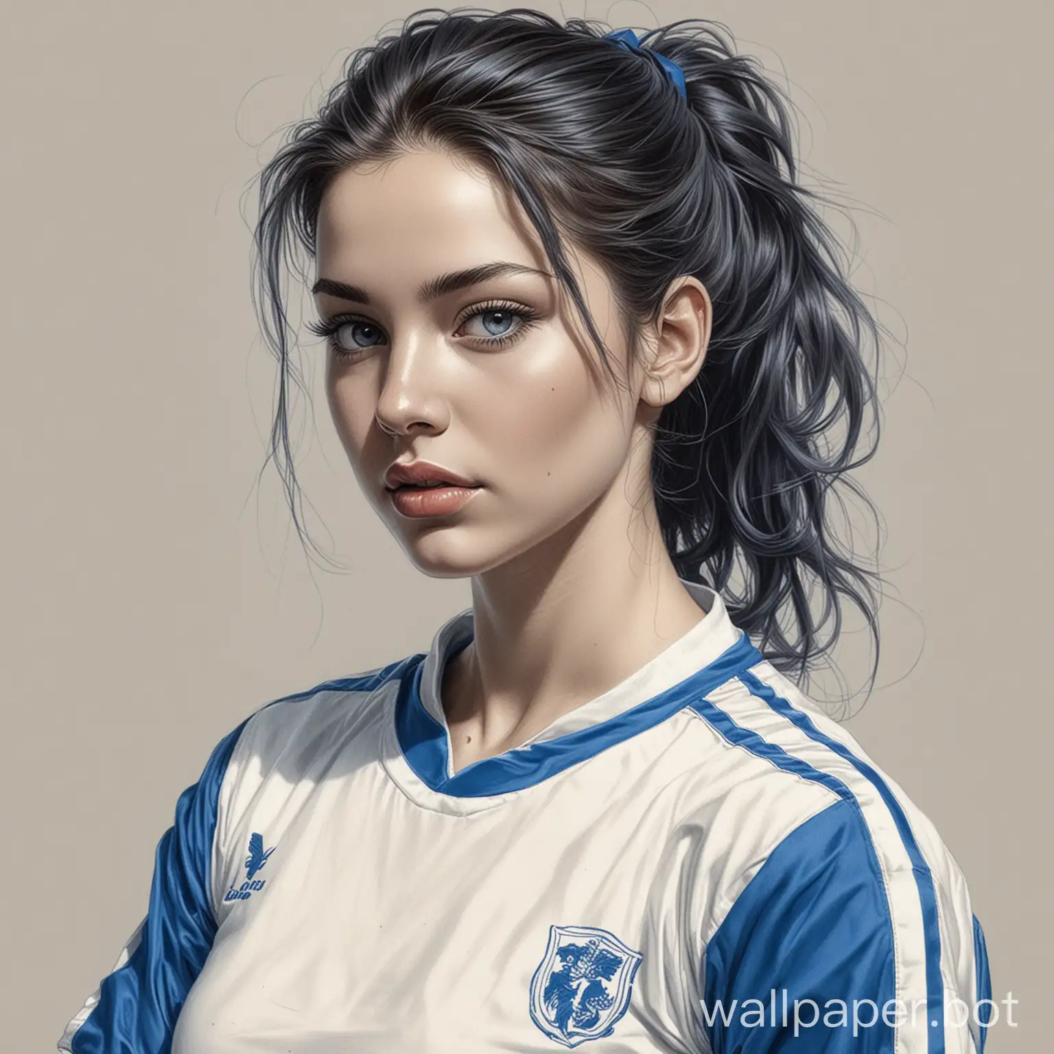Sketch-of-Lisa-Vittozzi-25-in-Blue-and-White-Soccer-Uniform-on-White-Background-High-Resolution-Pencil-Style