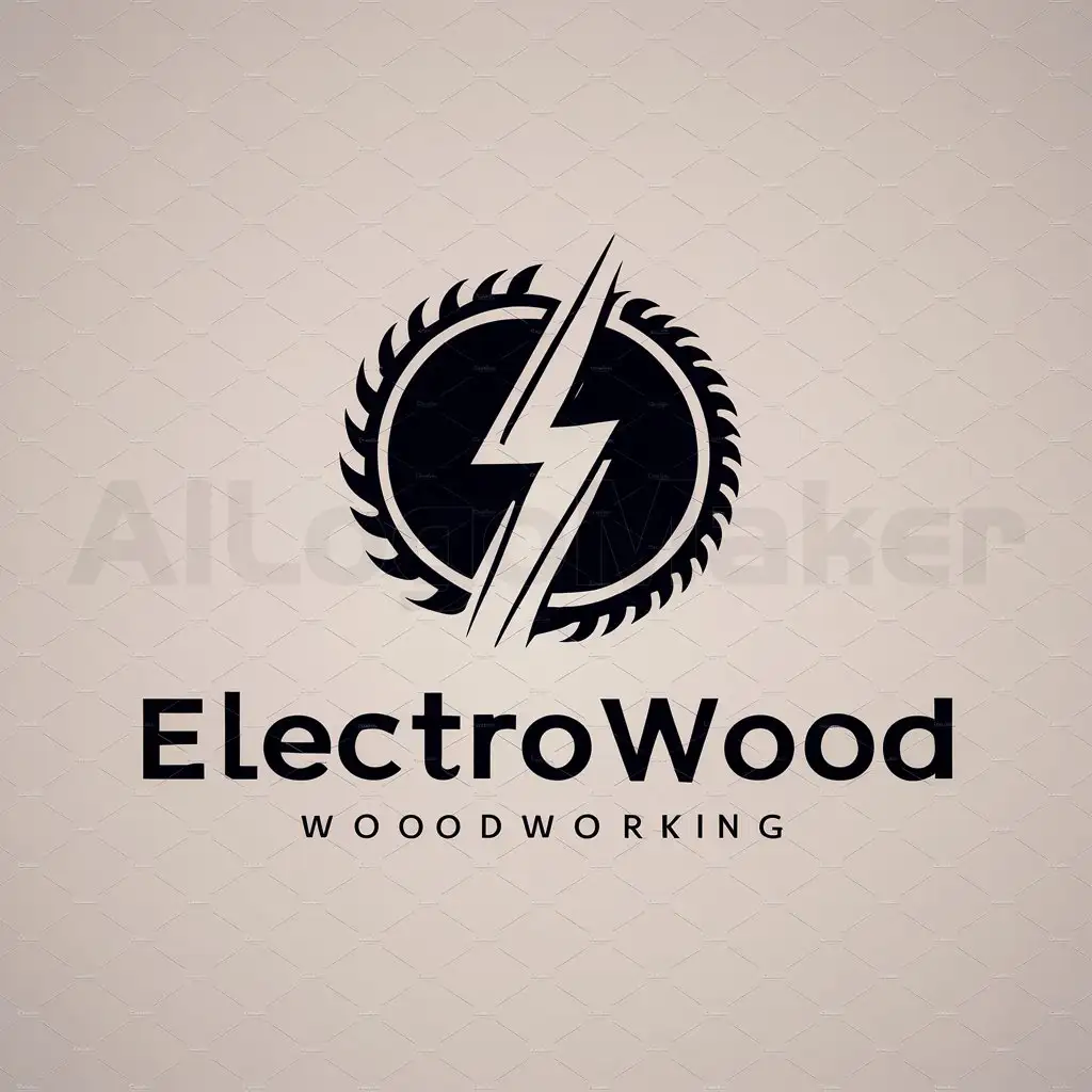 a logo design,with the text "Electrowood", main symbol:Lightning splits a circular saw blade,Moderate,clear background