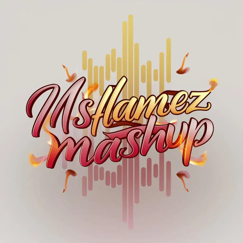 a logo design,with the text 'MsFlamez Mashup', main symbol:red,pink, yellow, red, soundwaves,fire,3d,realistic, sexy,cursive,Moderate,clear background